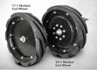 Molded ends wheels give you more traction and longer life.