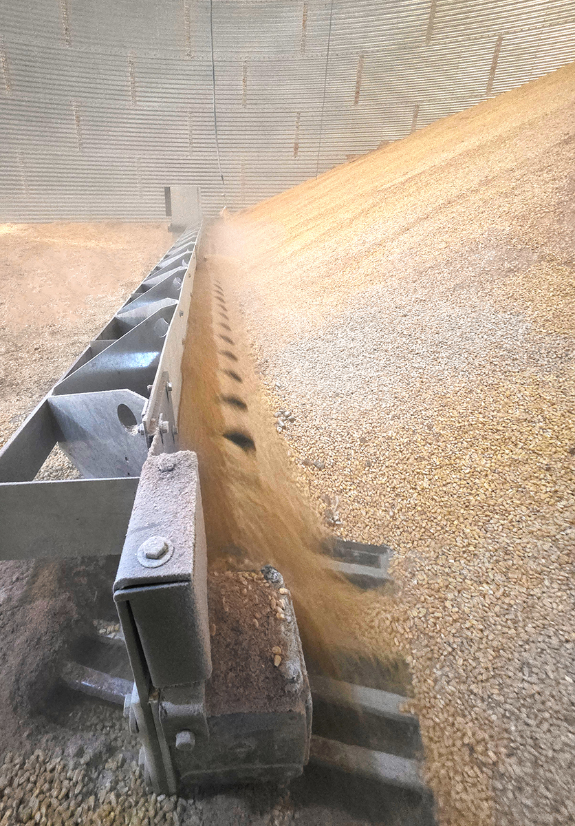 Bin unloads and sweeps